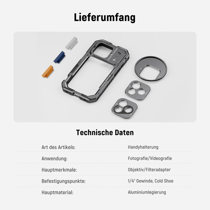 NEEWER Phone Käfig Cage Kompatibel mit iPhone 17 Pro, Schnellwechsel Video Rig Handy Stabilisator Zu