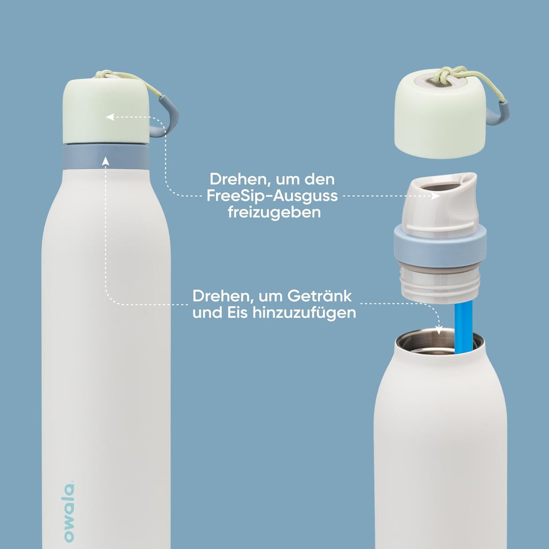 Owala FreeSip Twist Isolierte Edelstahl Trinkflasche mit Strohhalm, 710 ml – BPA-frei, optimal für S