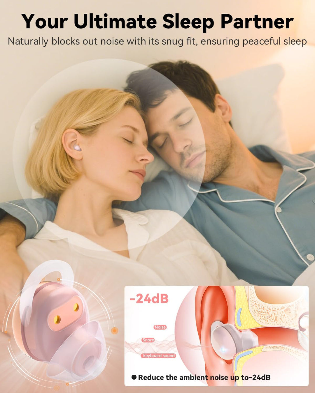 MONODEAL Schlafkopfhörer, Sleep Earbuds schlafkopfhörer Bluetooth 5.3 Kopfhörer Schlafen Mit Flüssig