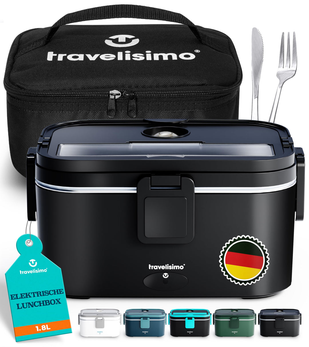 TRAVELISIMO XXL Elektrische Lunchbox Extra gross 1,8L Electric Lunch Box 80W, Warmhaltebox 3-in-1 Lu