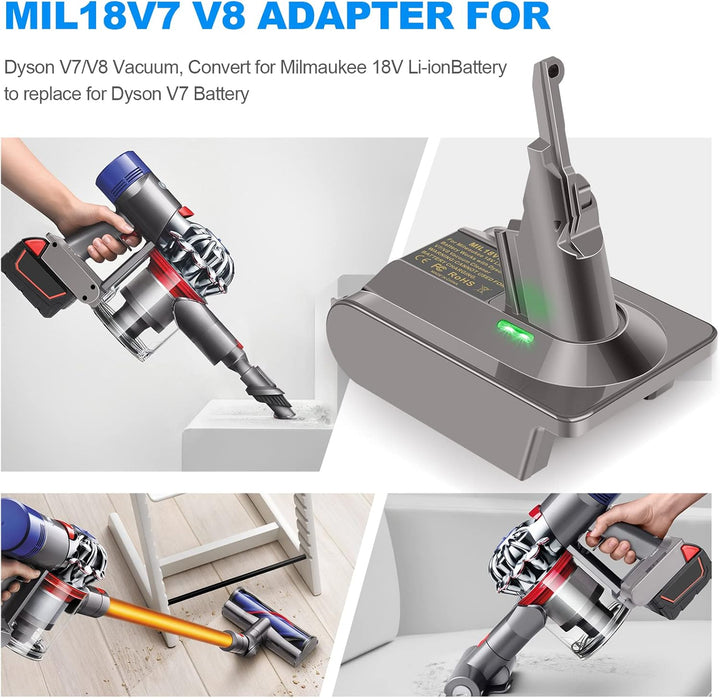 LabTEC Akku-Adapter für Dyson V7&V8, Umrüstung von Milwaukee 18V Akku auf Dyson 21.6V V7&V8 Series A