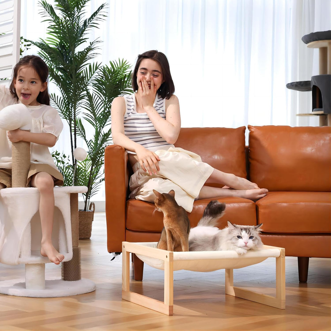 FUKUMARU Katzenbett, Plüsch-Samt-Katzenbetten für Indoor-Katzen, Katzenhängematte aus Holz, 50,8 x 4