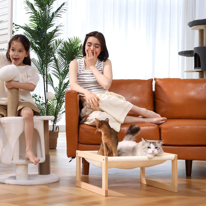 FUKUMARU Katzenbett, Plüsch-Samt-Katzenbetten für Indoor-Katzen, Katzenhängematte aus Holz, 50,8 x 4