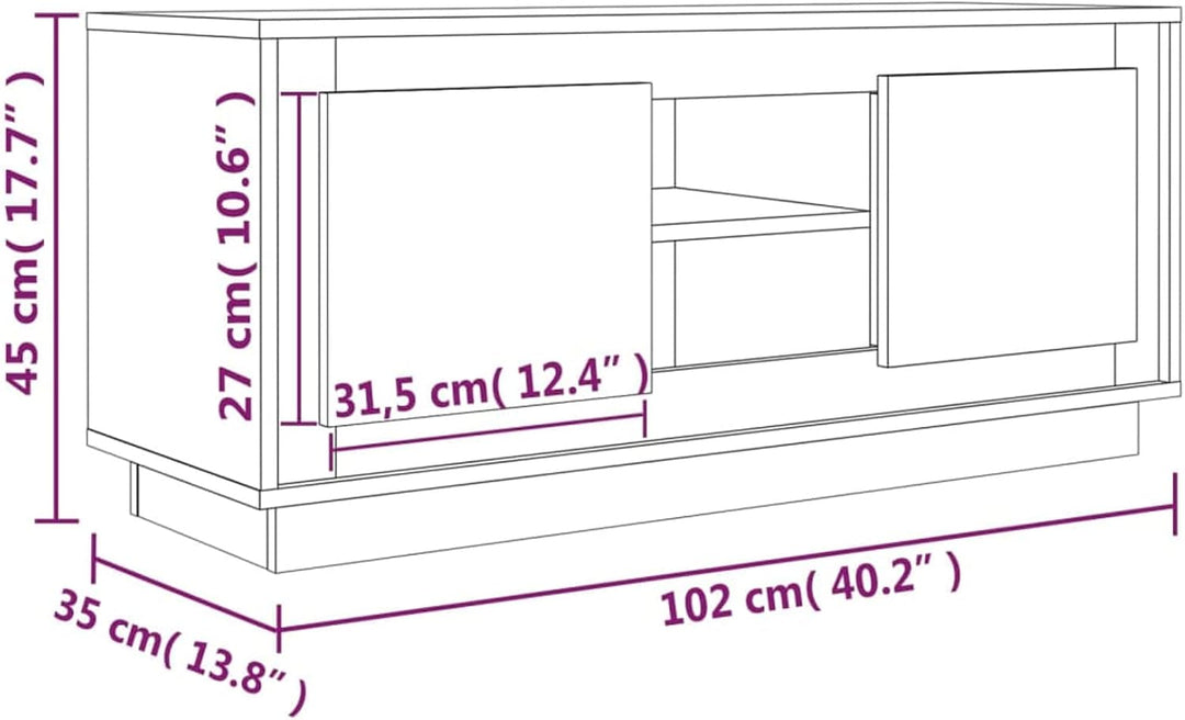 Tidyard TV Schrank mit 4 Fächern Lowboard Fernsehtisch Fernsehschrank TV Möbel Braune Eiche 102x35x4
