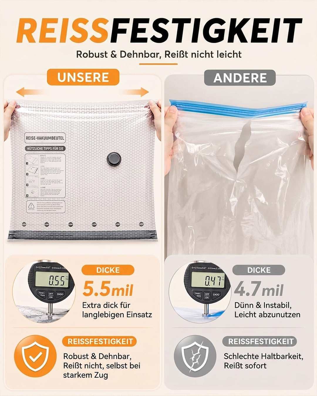 Vakuumbeutel für Kleidung mit Kabelloser Wiederaufladbarer Elektrischer Pumpe, 15 Stück(5x 40x50cm,