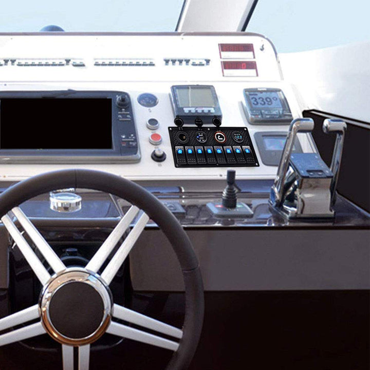 KAOLALI 12V/24V Schalter Panel Boot 8 Schaltern Kippschalter Panel Boote Zigarettenanzünder 12 V 3,1