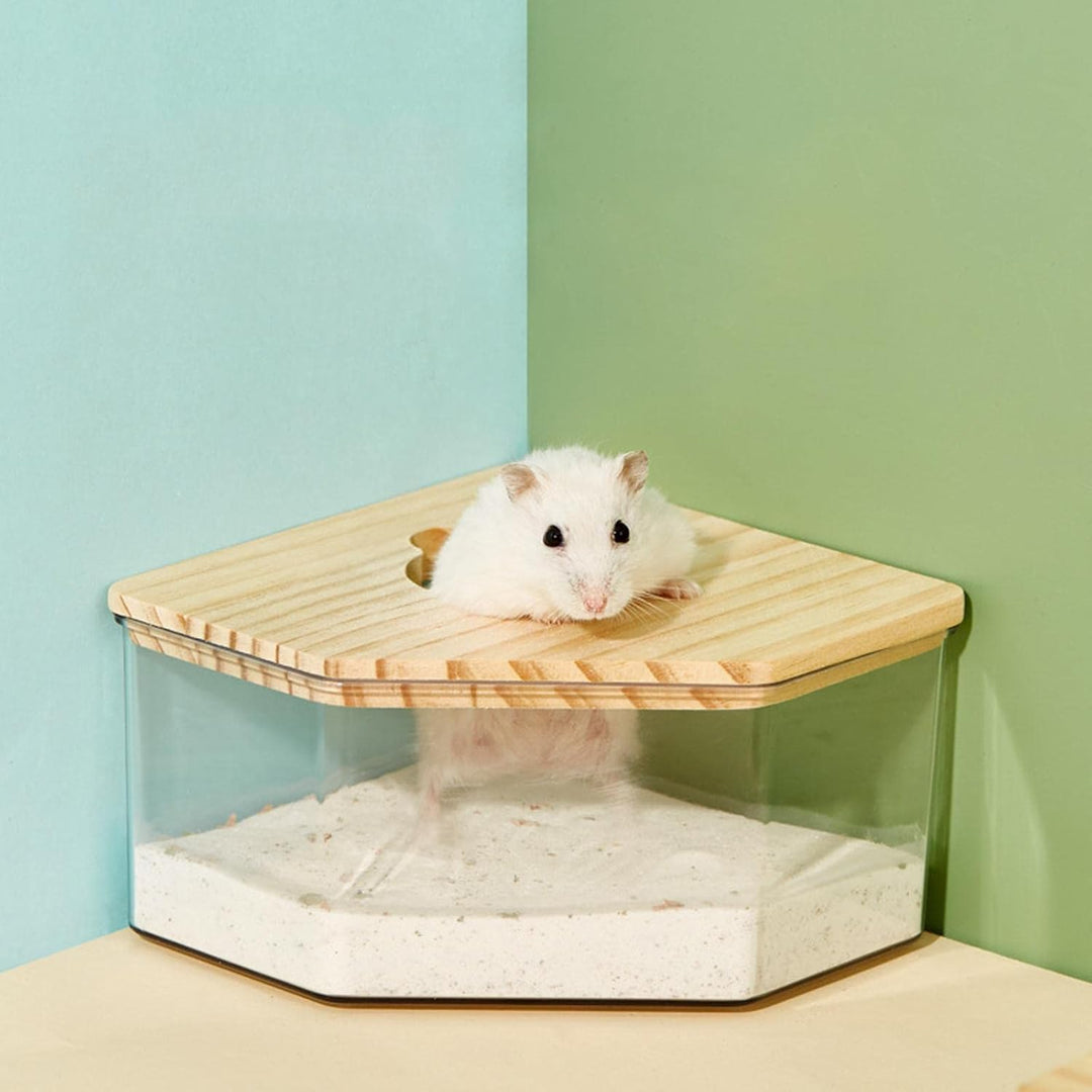 Milageto Hamster Sandbad Ecke, Hamster Toilette Klein, Transparenter 2-in-1 Bad & Toilettenschale au