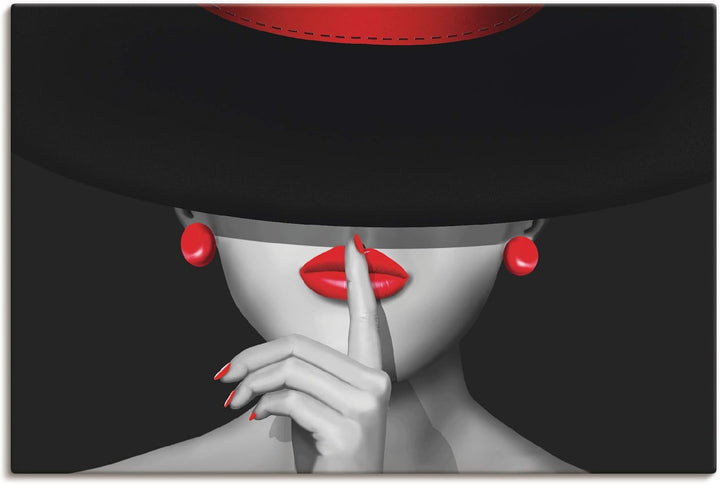 ARTland Leinwandbilder Wandbild Bild auf Leinwand 60x40 cm Wanddeko Frau Lady Stil Lippenstift Beaut