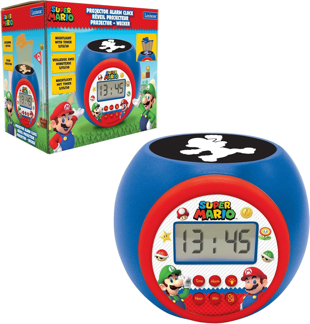 Lexibook - Nintendo Super Mario Projektorwecker mit Schlummerfunktion und Weckfunktion, Nachtlicht m