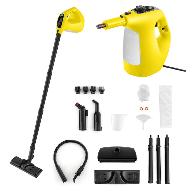 GOPLUS 1500W Dampfreiniger, Dampfdruck: 2 Bar, Tank: 400 ML, Tragbarer Bodenpolierer bis zu 125℃, Au