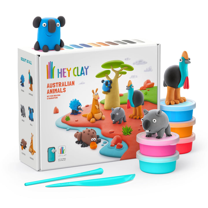 HEY CLAY - 15 Dosen lufttrocknende Knete für Kinder ab 3 Jahren - Kreatives Bastelset - Modelliermas