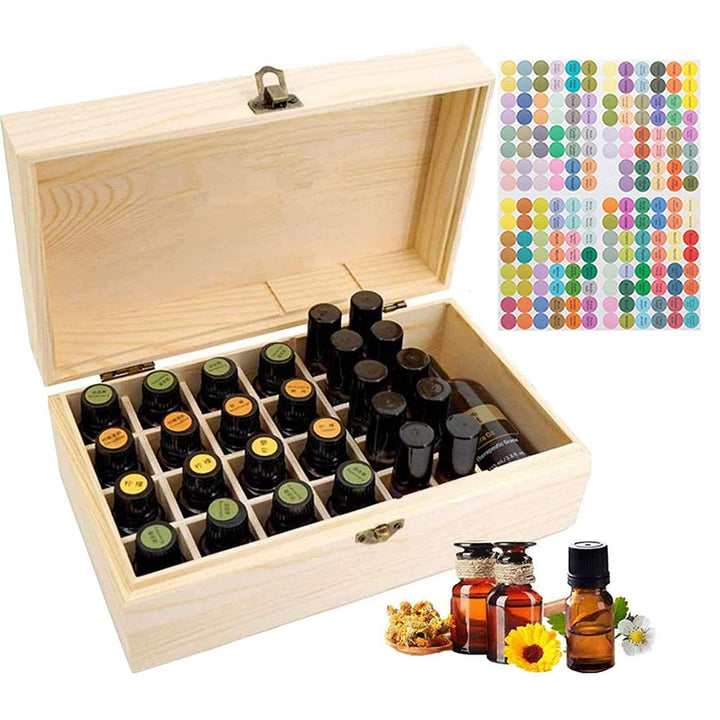 36 Slots Ätherisches Öl Box aus Holz - Bietet Platz für 5 10 15 ml ätherisches Öl-Flaschen - Ideales
