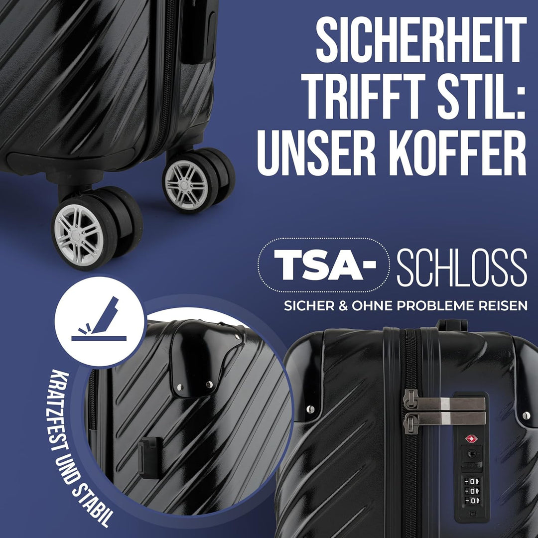 80L (64x44x28) Reisekoffer mit Rollen - Extrem Stabiler Trolley Koffer mit Laptoptaschen-Befestigung