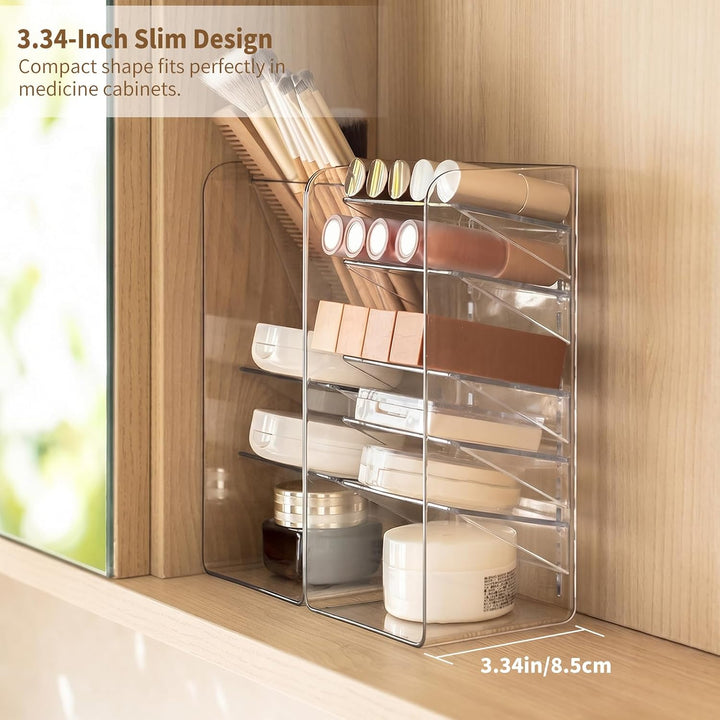 PAVSTINE 2-Set Schminktisch Organizer mit Verstellbaren Trennwändene | Spiegelschrank Organizer, tra