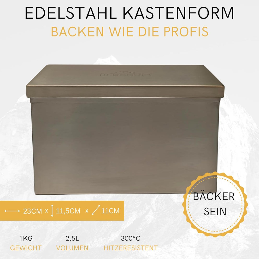 Toastbrotform aus Edelstahl mit Deckel – Kastenform für Brot & Sandwich – ohne Beschichtung, spülmas