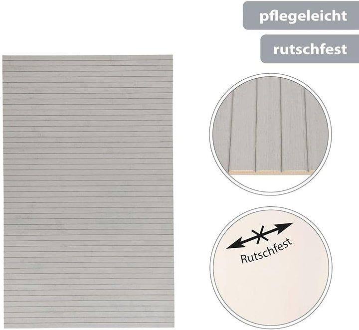 PANA Bambus Badematte • Bambusmatte waschbar • Holz Läufer Badezimmer • 100% Bambus • Grösse: 50x80c