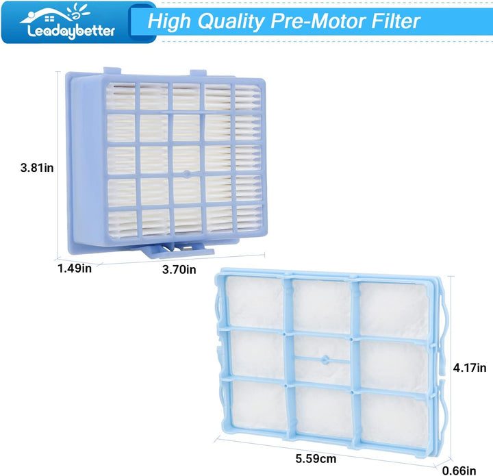 Leadaybetter Ersetzt 2 HEPA Filter + 2 Motorschutzfilter für Siemens Staubsauger VSZ 3.Serie Z 3.0 S