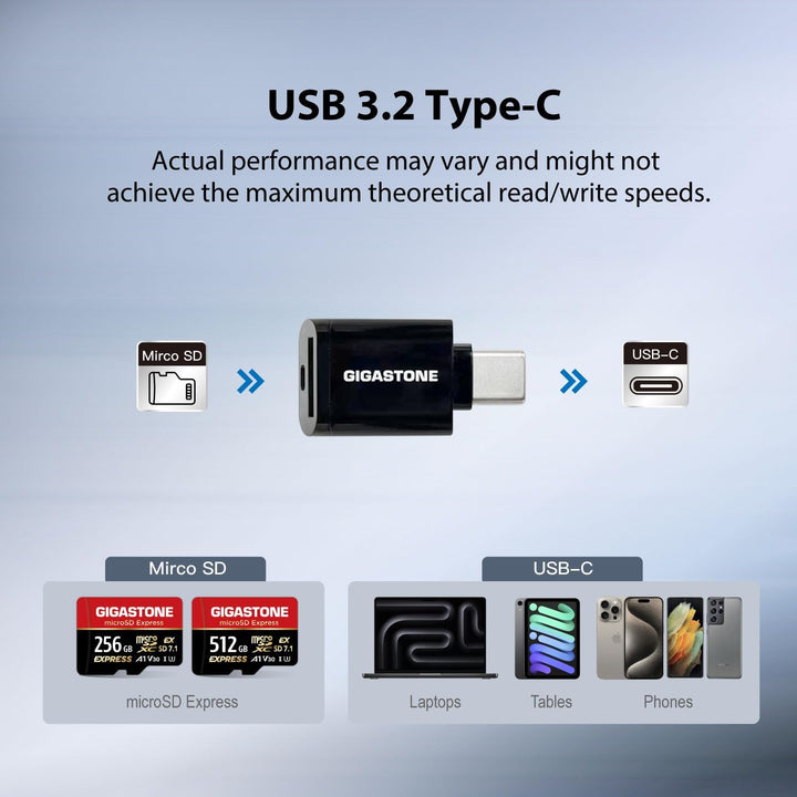 【Für Switch 2 entwickelt】 GIGASTONE 512GB microSD Express + USB-C Kartenleser + Adapter, kompatibel
