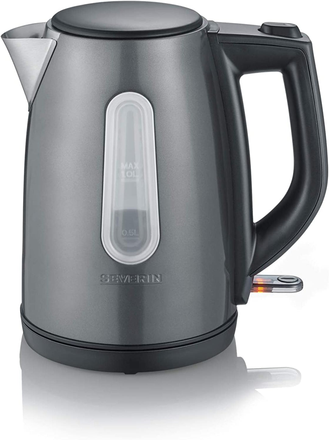 SEVERIN WK 9540 Wasserkocher (ca. 2.200 W, 1,0 L) grau-metallic/schwarz Single