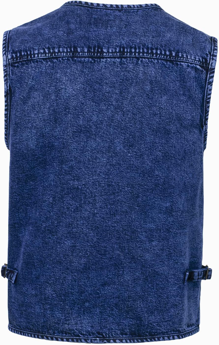 KTWOLEN Herren Denim Westen Casual Biker Jeansweste Multi-Taschened Motorradweste Outdoor Ärmellos A