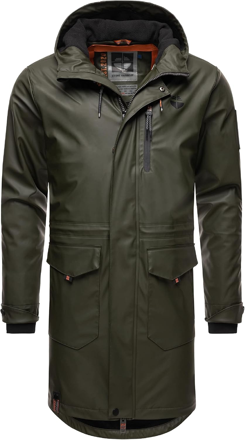 STONE HARBOUR Warmer Regenponcho gefütterter Regenmantel wasserdicht mit innenliegendem Tragegurt un