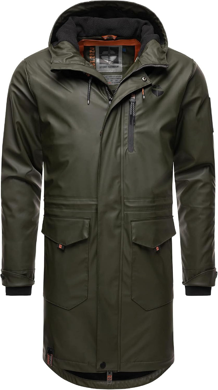 STONE HARBOUR Warmer Regenponcho gefütterter Regenmantel wasserdicht mit innenliegendem Tragegurt un