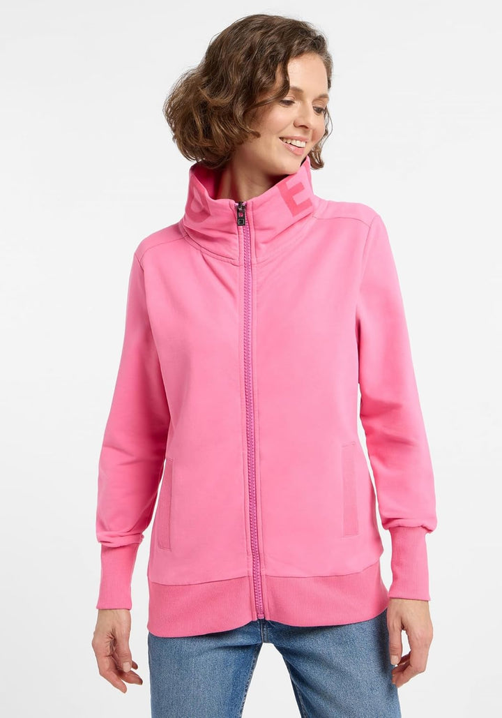 Elbsand Alvis Damen Sweatjacke mit hohem Kragen, Zip-Jacke, Reissverschluss, Regular Fit S Soda Pink
