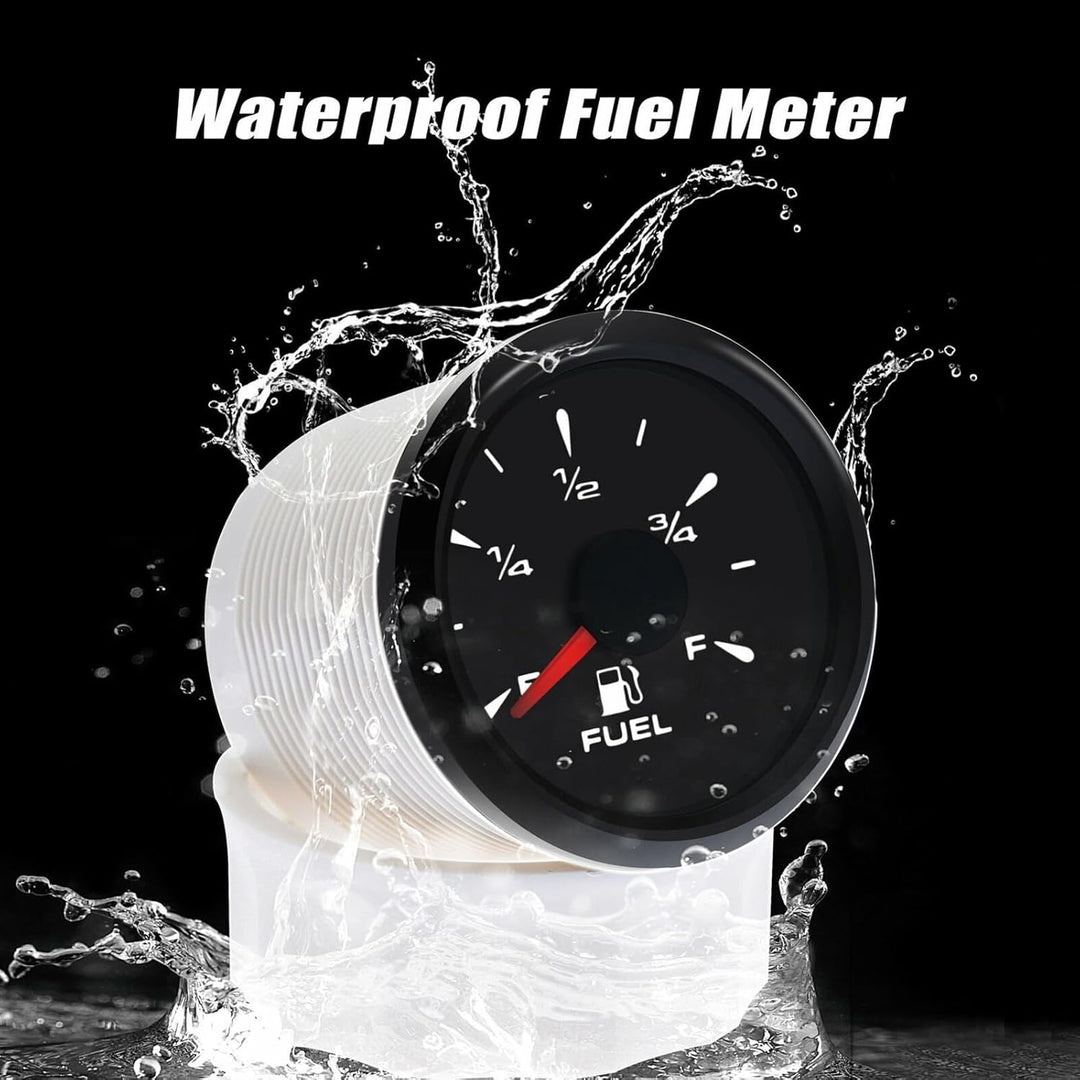 Geloo Kraftstoffanzeige, 52MM Wasserdichte Kraftstoffstandsanzeige Tankuhr 0-190 Ohm 240-33ohm Einst
