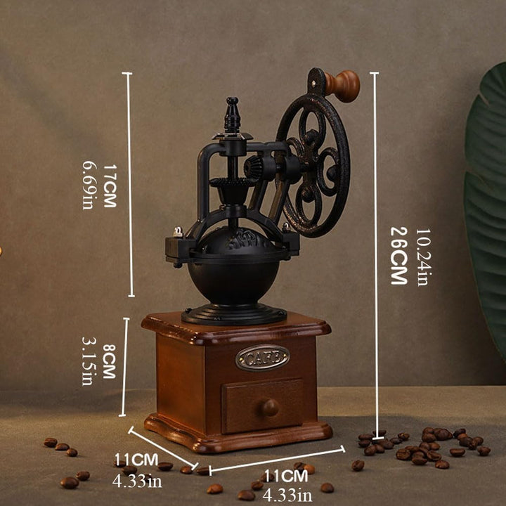 YUEHUA Manuelle Kaffeemühle mit Keramikmahlwerk &amp; Massivholz Walnuss - Verstellbarer Mahlgrad von Es