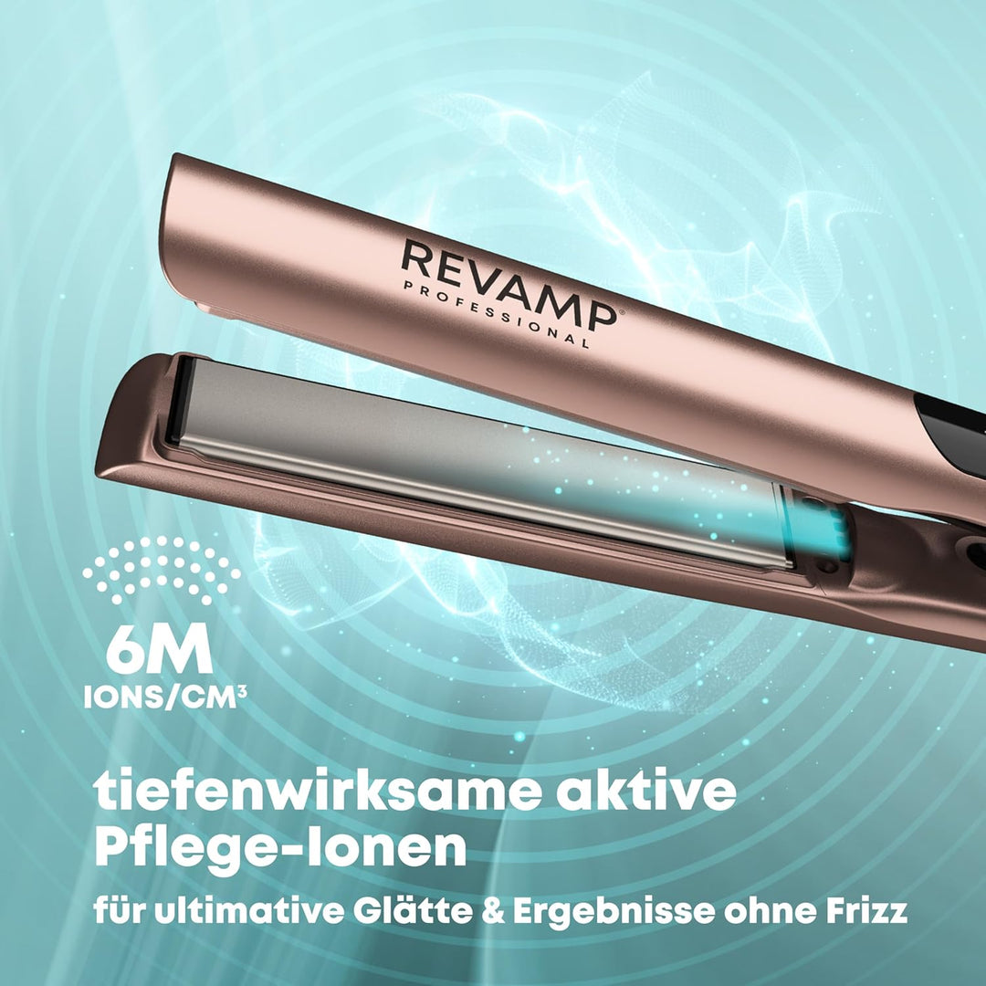 REVAMP Dynamic Radiance Straight & Style Ionen Glätteisen Keramik - extra lange Platten für One-Stro
