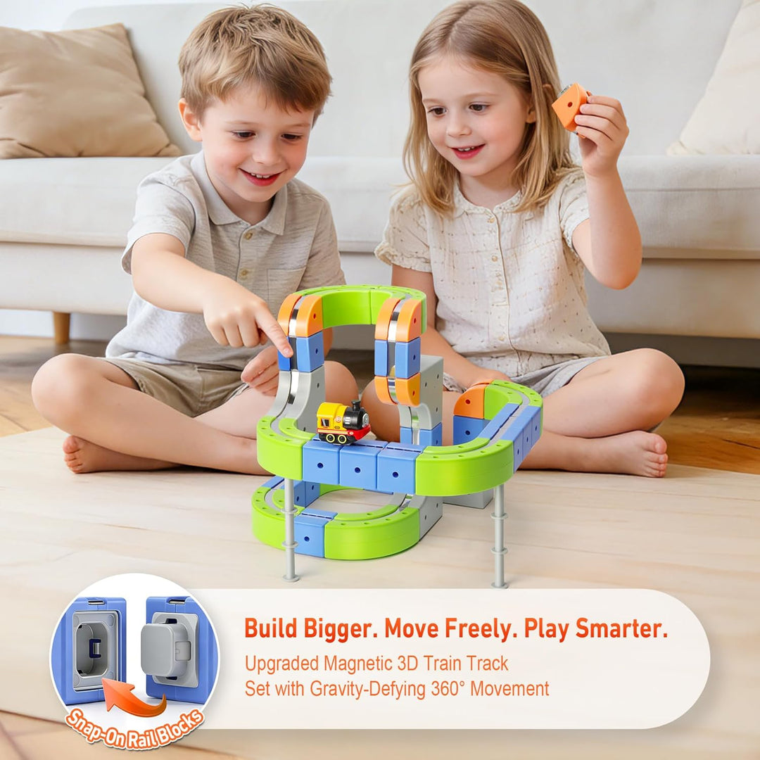 Magnetic Train Set for Kids Ages 3-8 Anti-Gravity Floating Tracks, STEM Toy - Build Your Own Race Tr