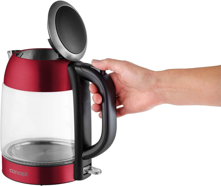 CONCEPT Hausgeräte Glas wasserkocher mit 1,7 L Fassungsvermögen, mit Filter