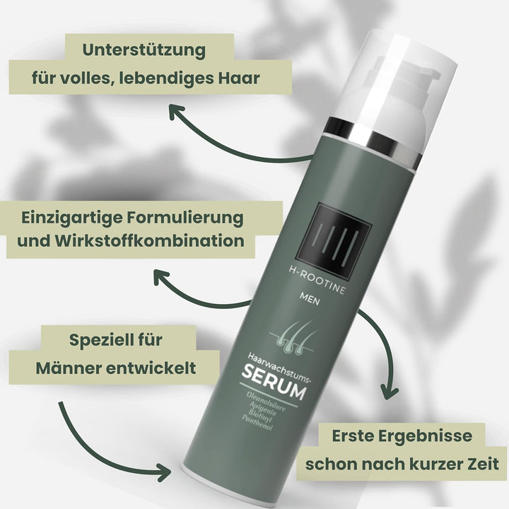 H-ROOTINE Haarserum für Männer (100ml) • Haarwuchsmittel Männer • Stoppt erblich & hormonell bedingt