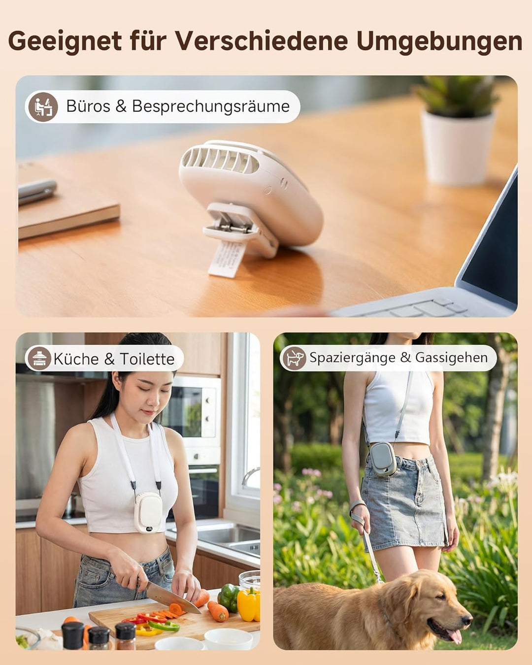 ViSSKO Taillen Clip Ventilator, 2000mAh Tragbarer Klein Ventilator Waist Fan mit Clip, 4 Geschwindig