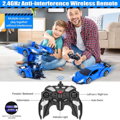 Highttoy Ferngesteuertes Auto für Kinder, 2.4GHz Verformung Roboter RC Auto mit Gestenerfassung, Lic