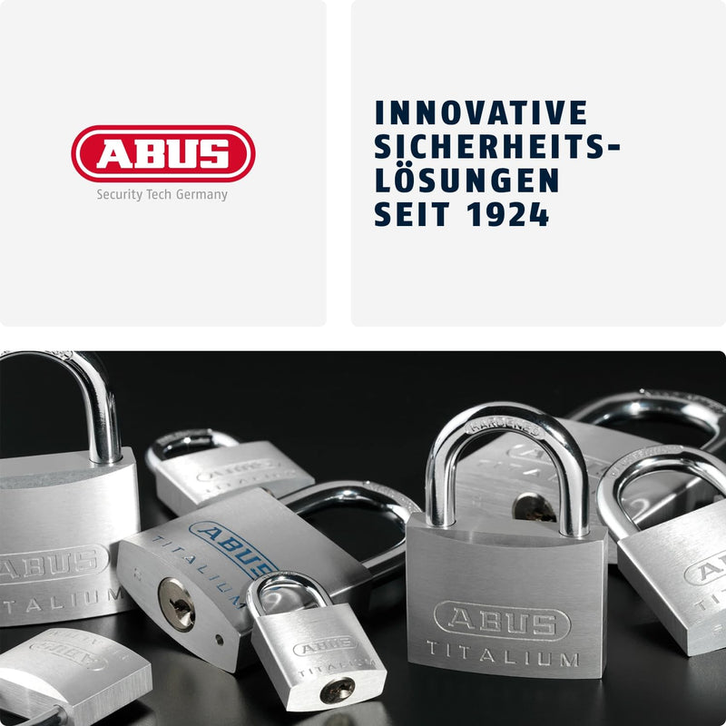 ABUS Titalium Vorhängeschloss 80TI/40HB63 gl.-8012 - gleichschliessend und mit hohem Bügel - leichte