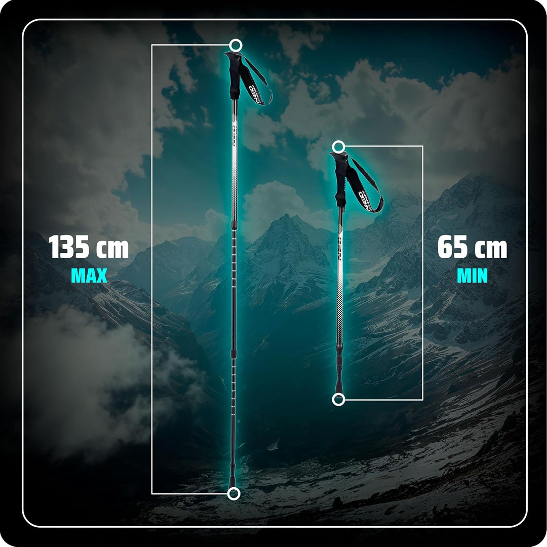 Neo-Sport Walking Stöcke Wanderstöcke Mit Eva Schaum Griff Aluminium Teleskop Verstellbar 65-135 cm