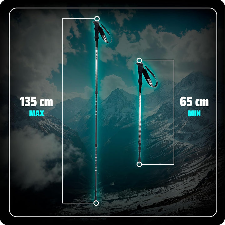 Neo-Sport Walking Stöcke Wanderstöcke Mit Eva Schaum Griff Aluminium Teleskop Verstellbar 65-135 cm