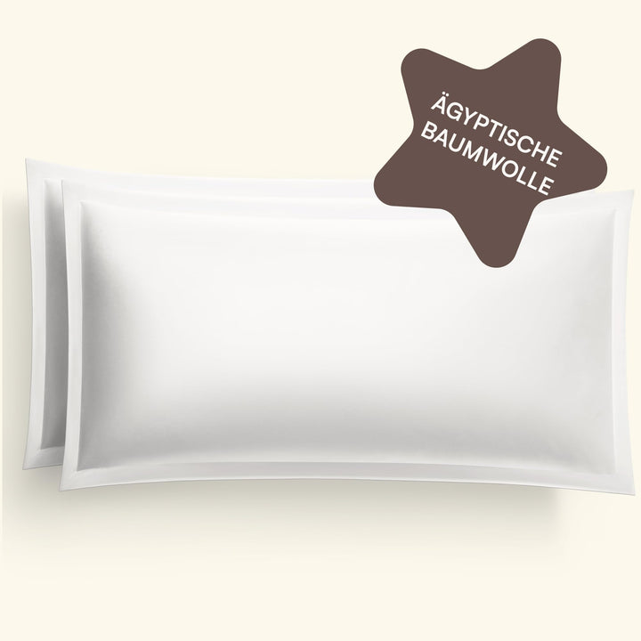 Amqua Mako Satin Kissenbezug 2er Set Kissenbezüge 40x80 cm, 100% ägyptische Baumwolle (Zertifiziert)