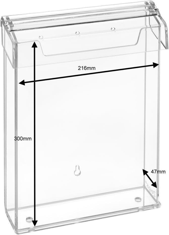 DIN A4 Prospektbox/Prospekthalter/Flyerhalter im Hochformat, wetterfest, für Aussen, mit Deckel, aus