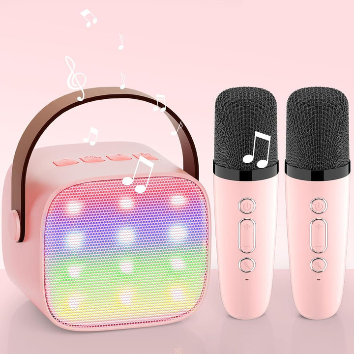 Karaoke Maschine mit 2 Drahtlosen Mikrofonen, Wowstar Tragbares Bluetooth Karaoke Maschine für Kinde