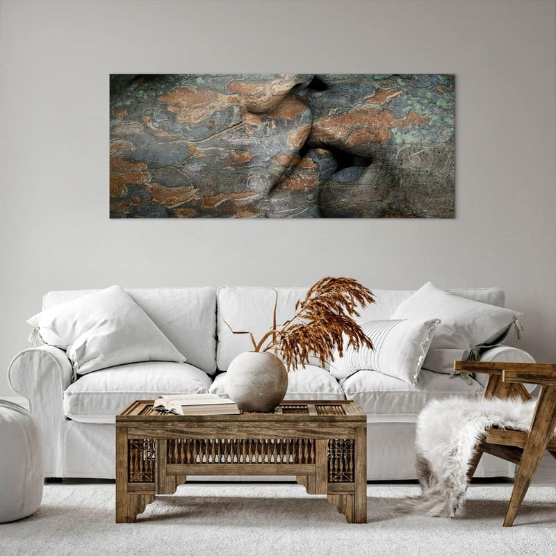 Wandbilder Dekoration Wohnzimmer Frau Mann Kuss Abstraktion Panorama Bilder auf Leinwand 120x50cm Le