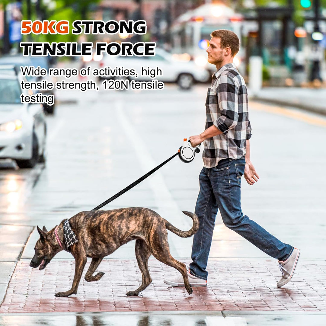Einziehbare Hundeleine 8m, Rollleine für Hunde, Laufleine für Hunde Mittelgrosse und Grosse Hunde bi