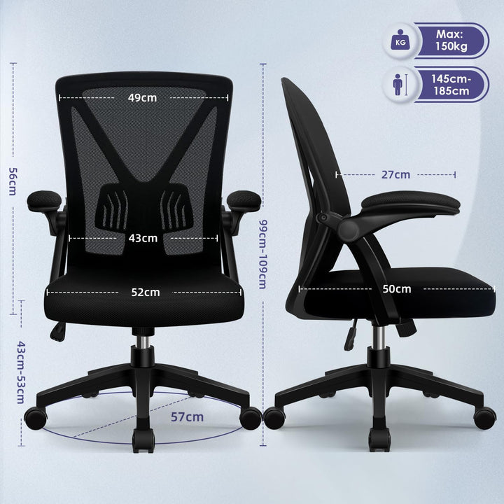 Topiake Bürostuhl,Schreibtischstuhl Bürostuhl Ergonomisch mit Einstellbarer Lendenstütze,klappbaren