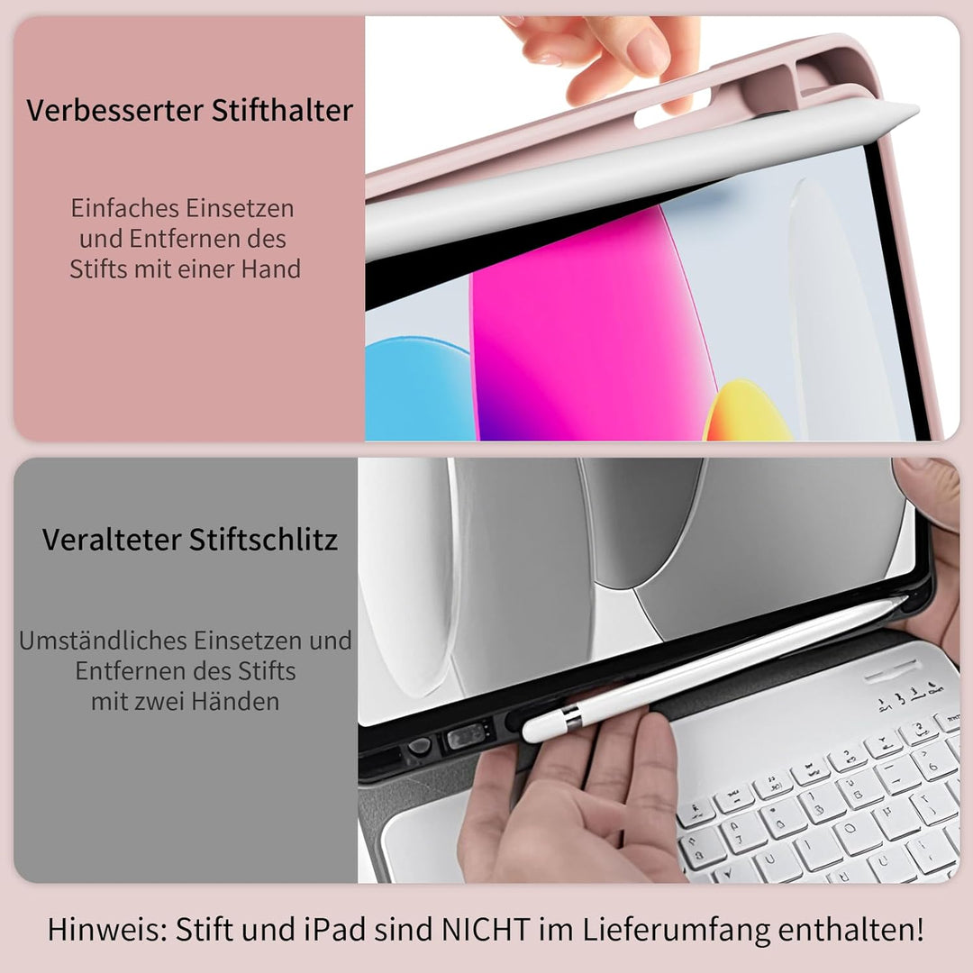 GKABXY Hülle mit Tastatur für iPad A16 11 Generation 2025/10 Generation 2022(11/10.9 Zoll), Soft TPU