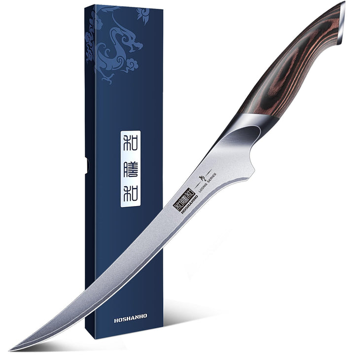 HOSHANHO Filetiermesser 23cm Küchenmesser, Profi Fischmesser und Ausbeinmesser, Fischfiletmesser Ult