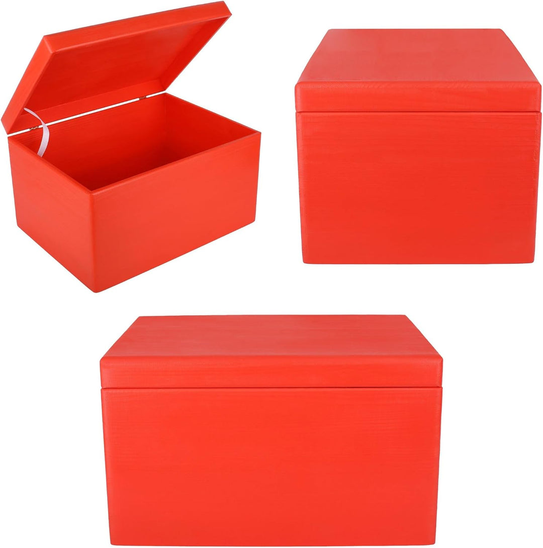 Creative Deco XXL Rot Grosse Holzkiste mit Deckel | 40x30x24 cm (+/-1cm) | Holztruhe Erinnerungsbox