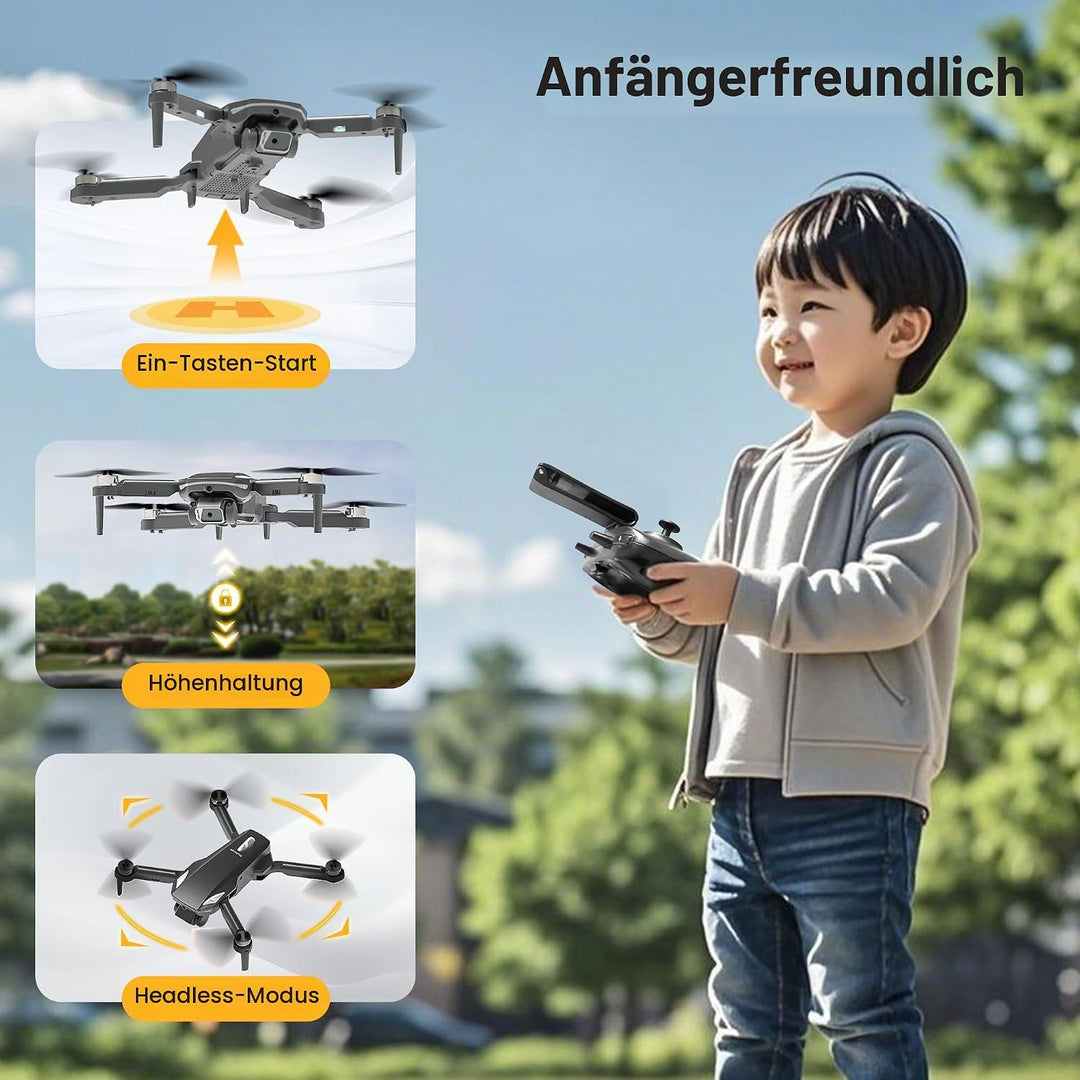 Drohne mit Kamera 1080P HD, RC Quadcopter faltbare Drohne für Kinder, bürstenloser Motor, Ein-Tasten
