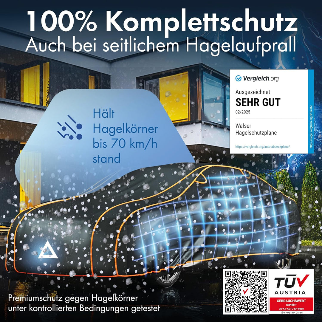 WALSER Hagelschutz Abdeckplane Auto, Hagelschutzplane TÜV geprüft*, Perma Protect Complete Autogarag