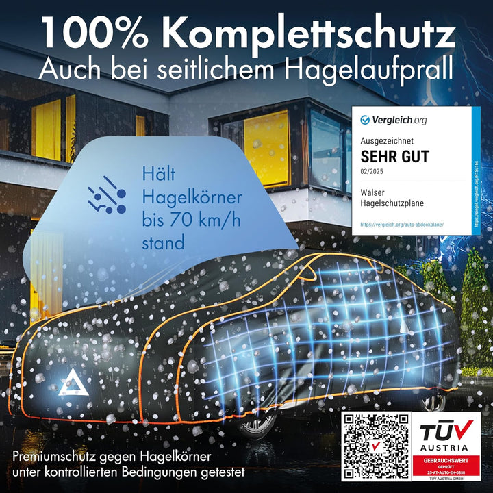 WALSER Hagelschutz Abdeckplane Auto, Hagelschutzplane TÜV geprüft*, Perma Protect Complete Autogarag